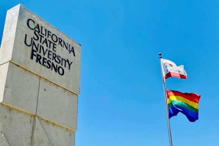 Rainbow flag Fresno State 2021 by Miguel Gastelum