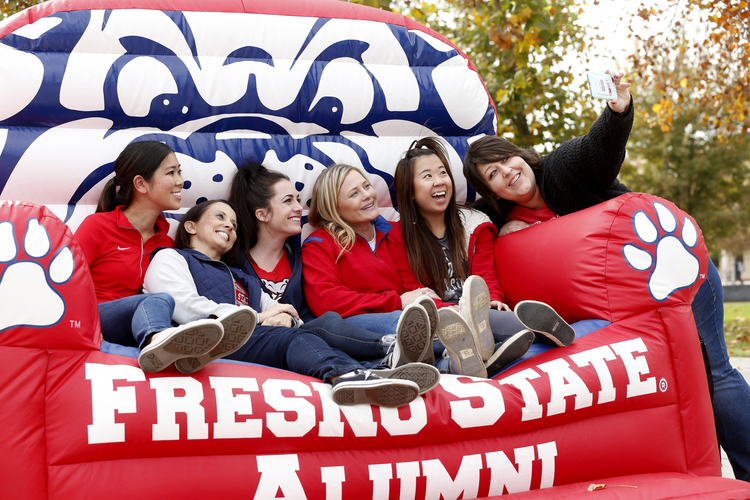 FSAA Staff selfie on inflatable couch