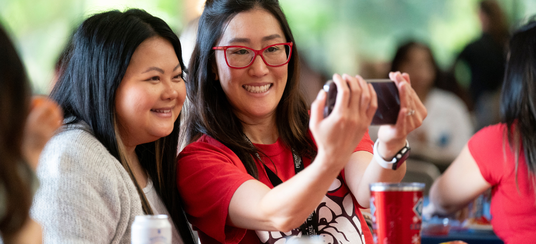 bulldog alumni taking selfie